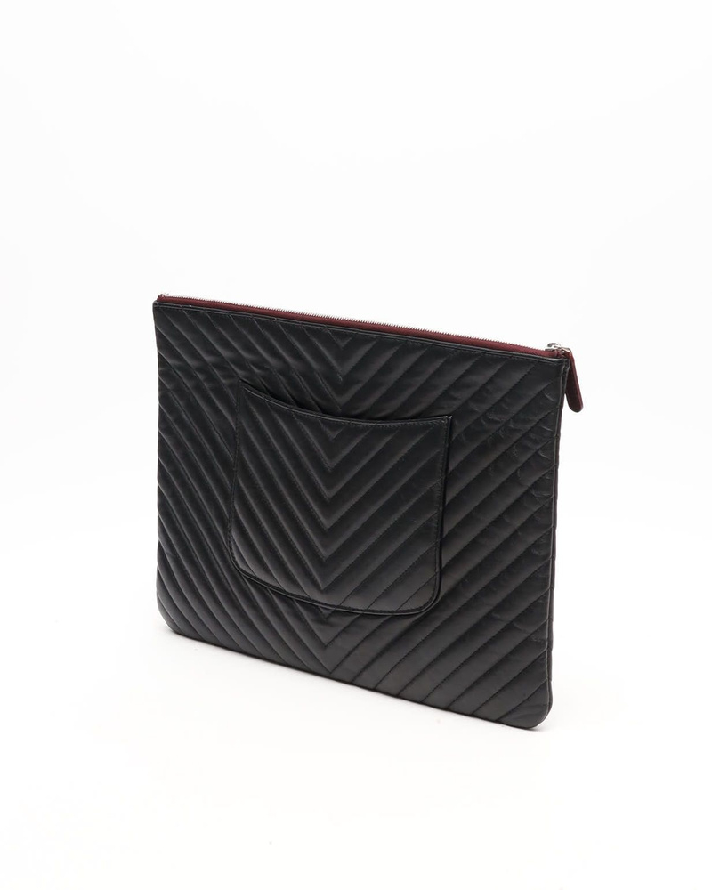 Chanel Chevron Quilted Clutch Bag