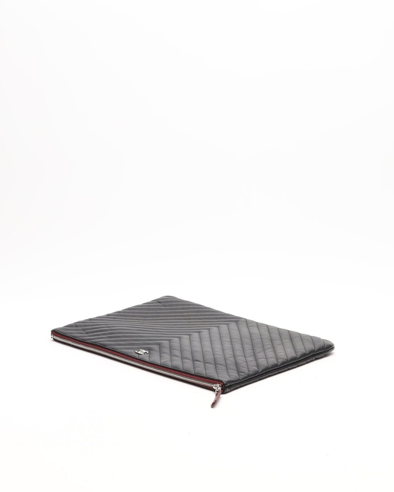 Chanel Chevron Quilted Clutch Bag