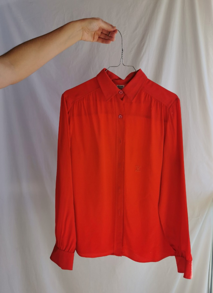 Celine Red silk blouse