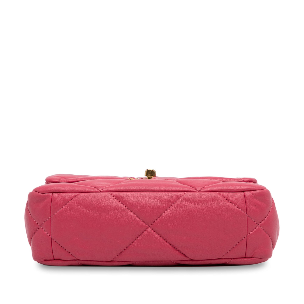 Chanel 19 Medium Lambskin Leather Matelassè Flap Handbag Pink