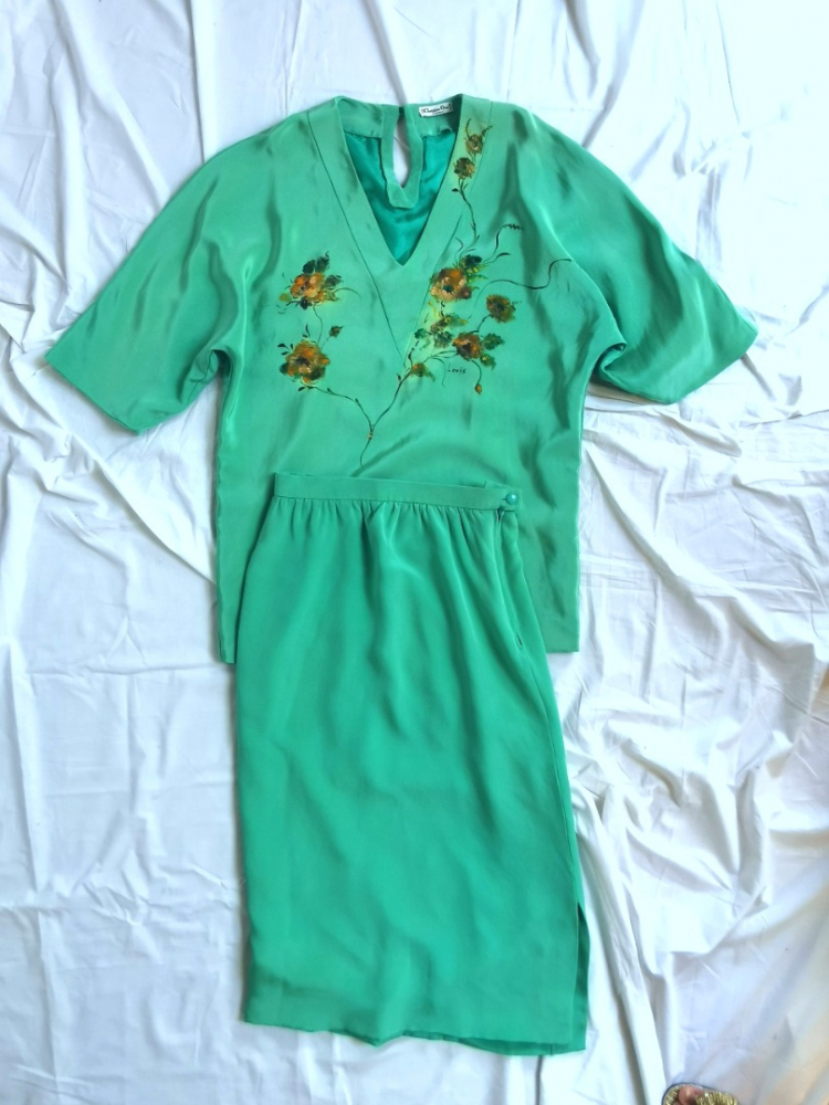 Christian Dior Silk mint green set
