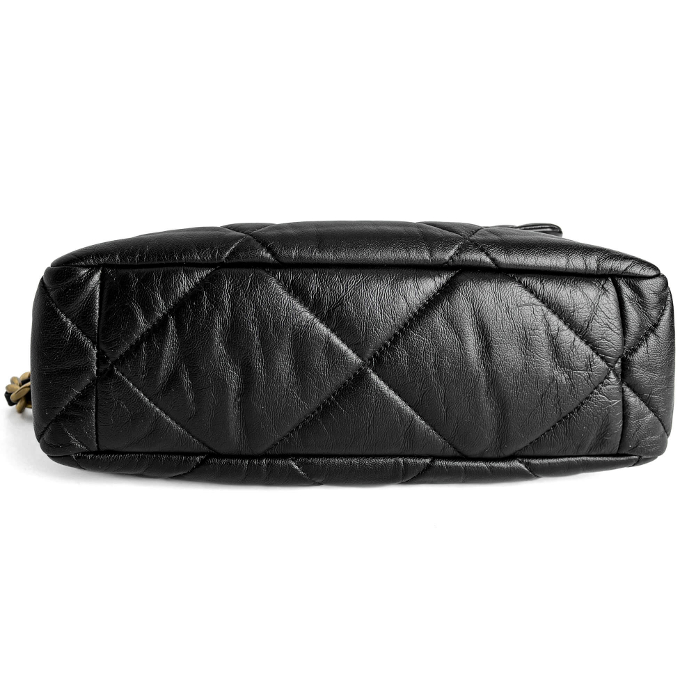 Chanel 19 Large Matelassè Lambskin Leather 2-Ways Flap Handbag Black