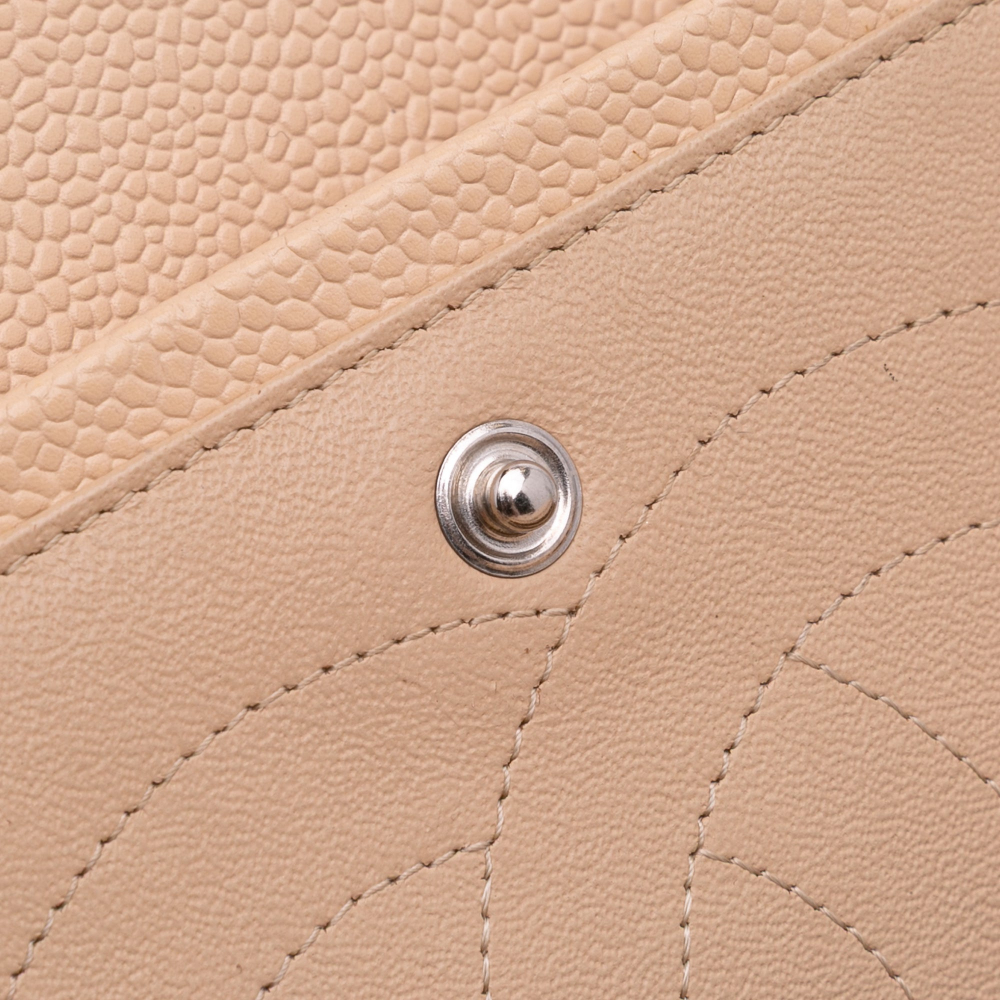 Chanel Classic Double Flap Jumbo Matelassè Caviar Leather Flap Handbag Brown