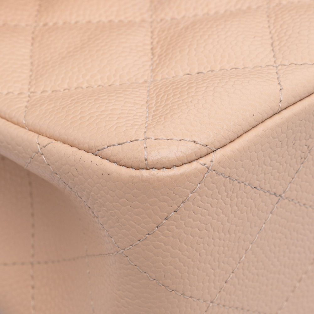 Chanel Classic Double Flap Jumbo Matelassè Caviar Leather Flap Handbag Brown