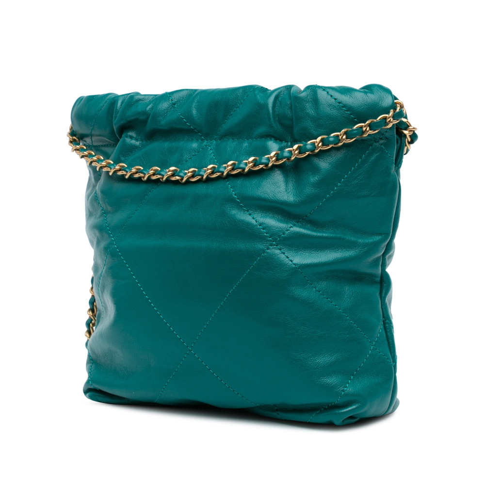 Chanel 22 Mini Leather Bucket Crossbody Green