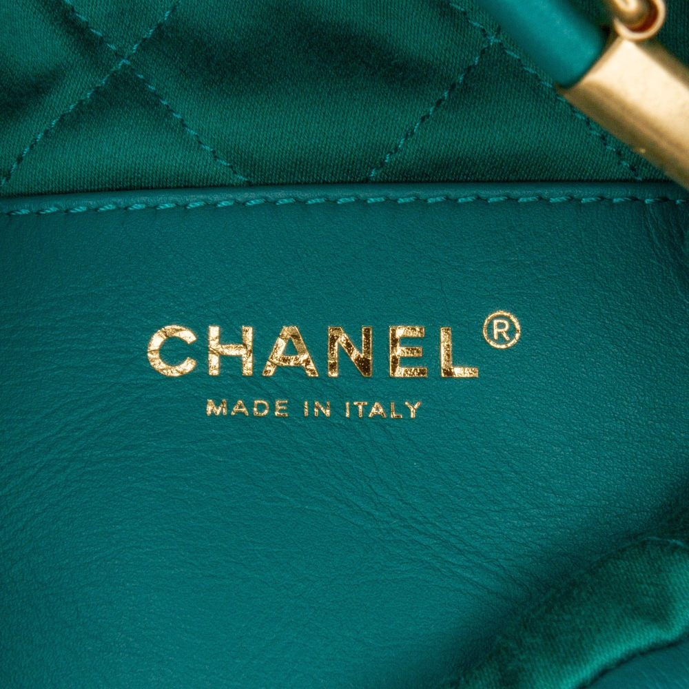 Chanel 22 Mini Leather Bucket Crossbody Green