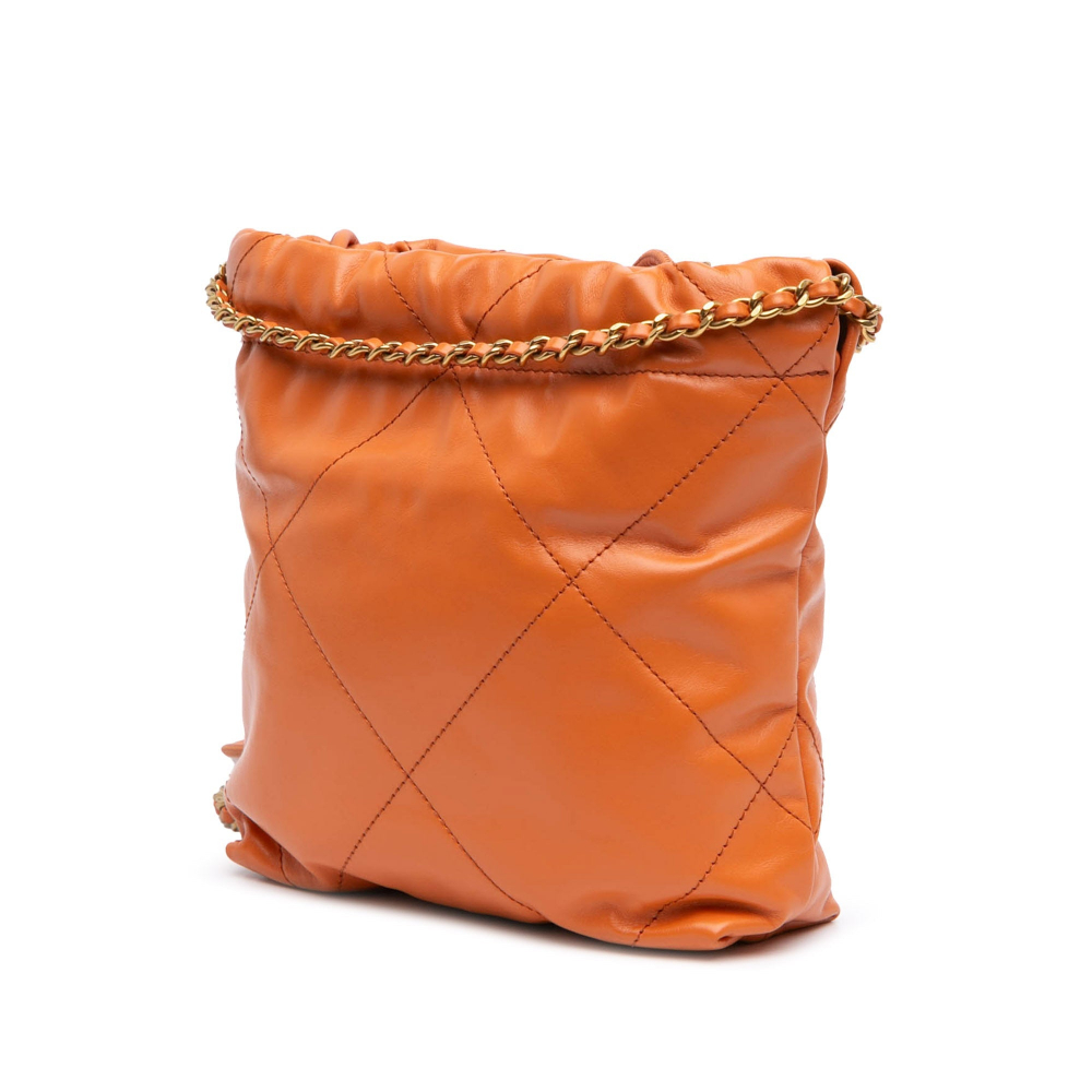Chanel 22 Mini Leather Bucket Crossbody Orange