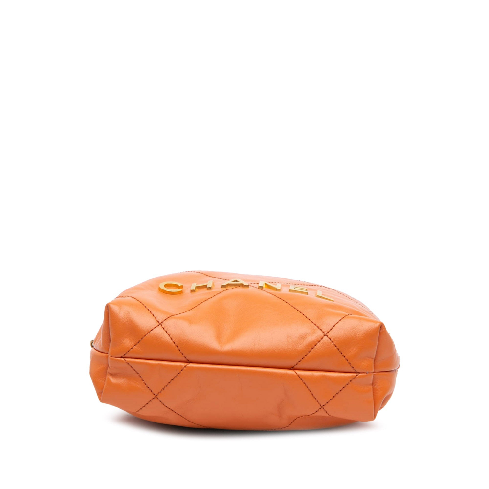 Chanel 22 Mini Leather Bucket Crossbody Orange