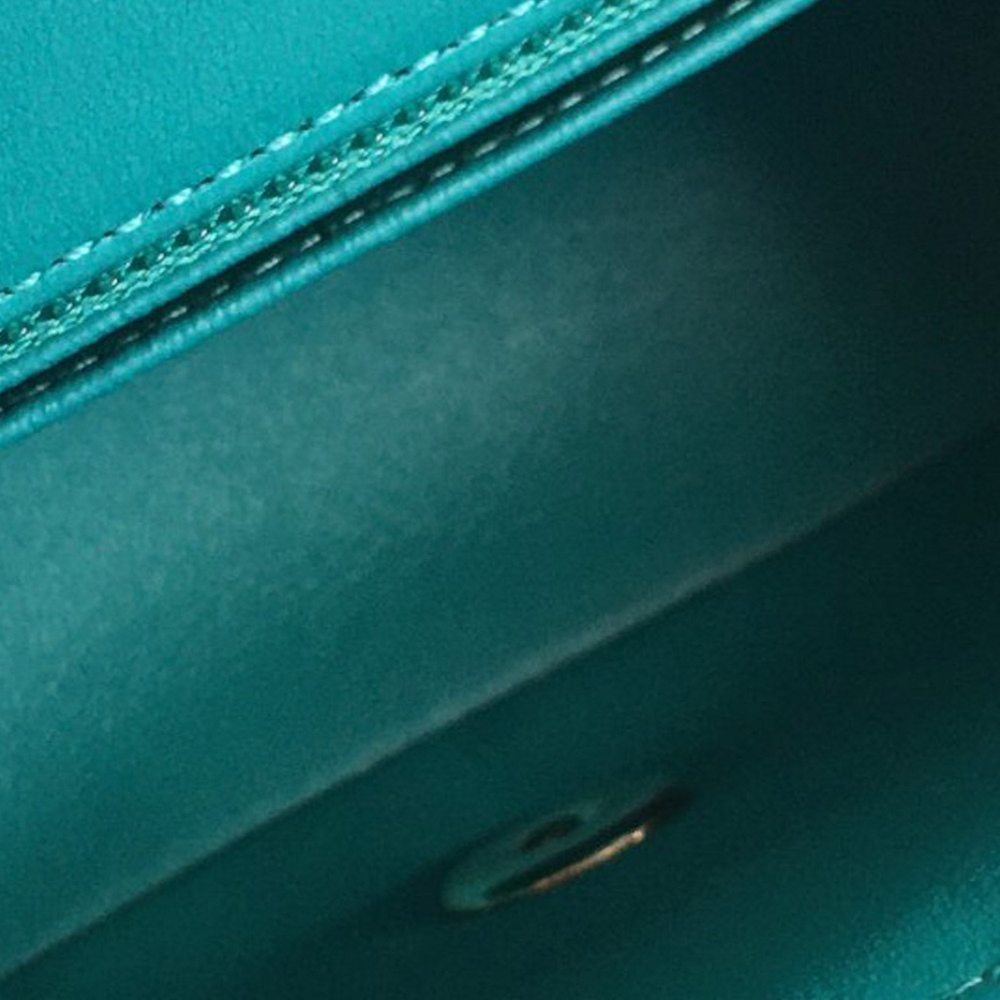 Chanel Classic Single Flap Mini Lambskin Leather Chevron Shoulder Bag Green