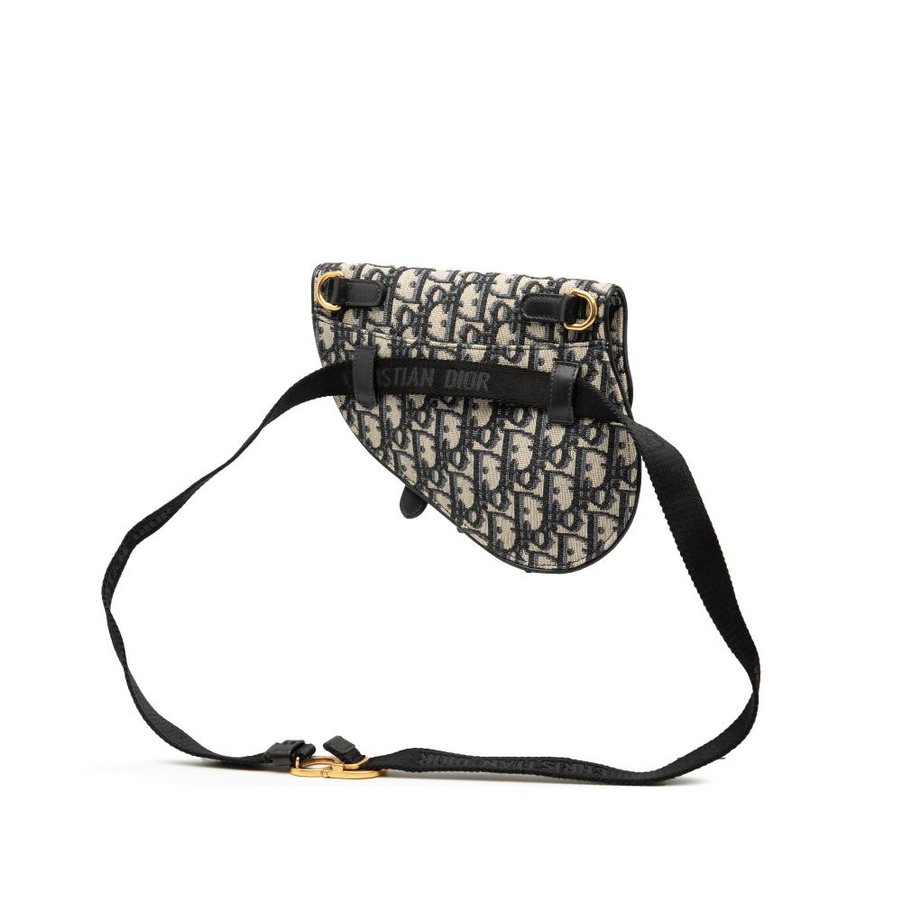 Christian Dior AB Dior Blue Canvas Fabric Oblique Saddle Belt Bag Italy