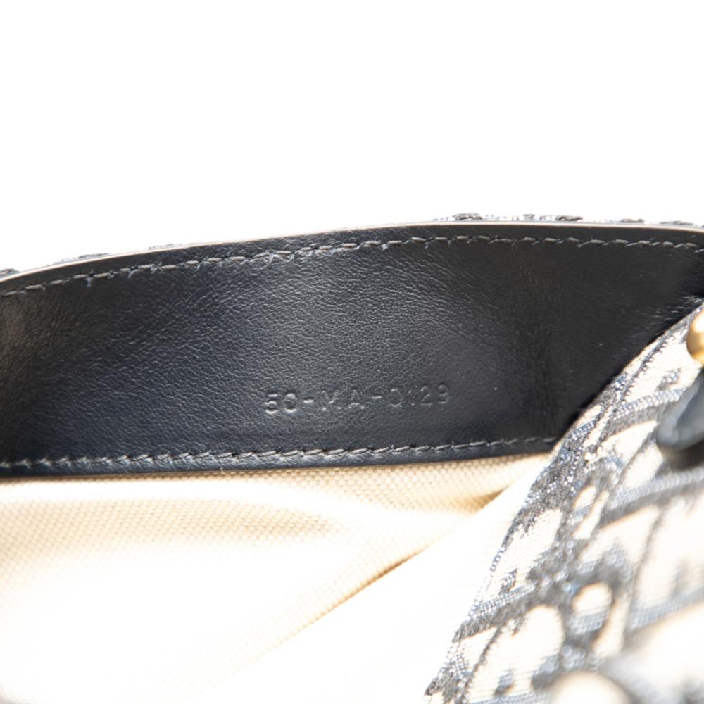 Christian Dior AB Dior Blue Canvas Fabric Oblique Saddle Belt Bag Italy
