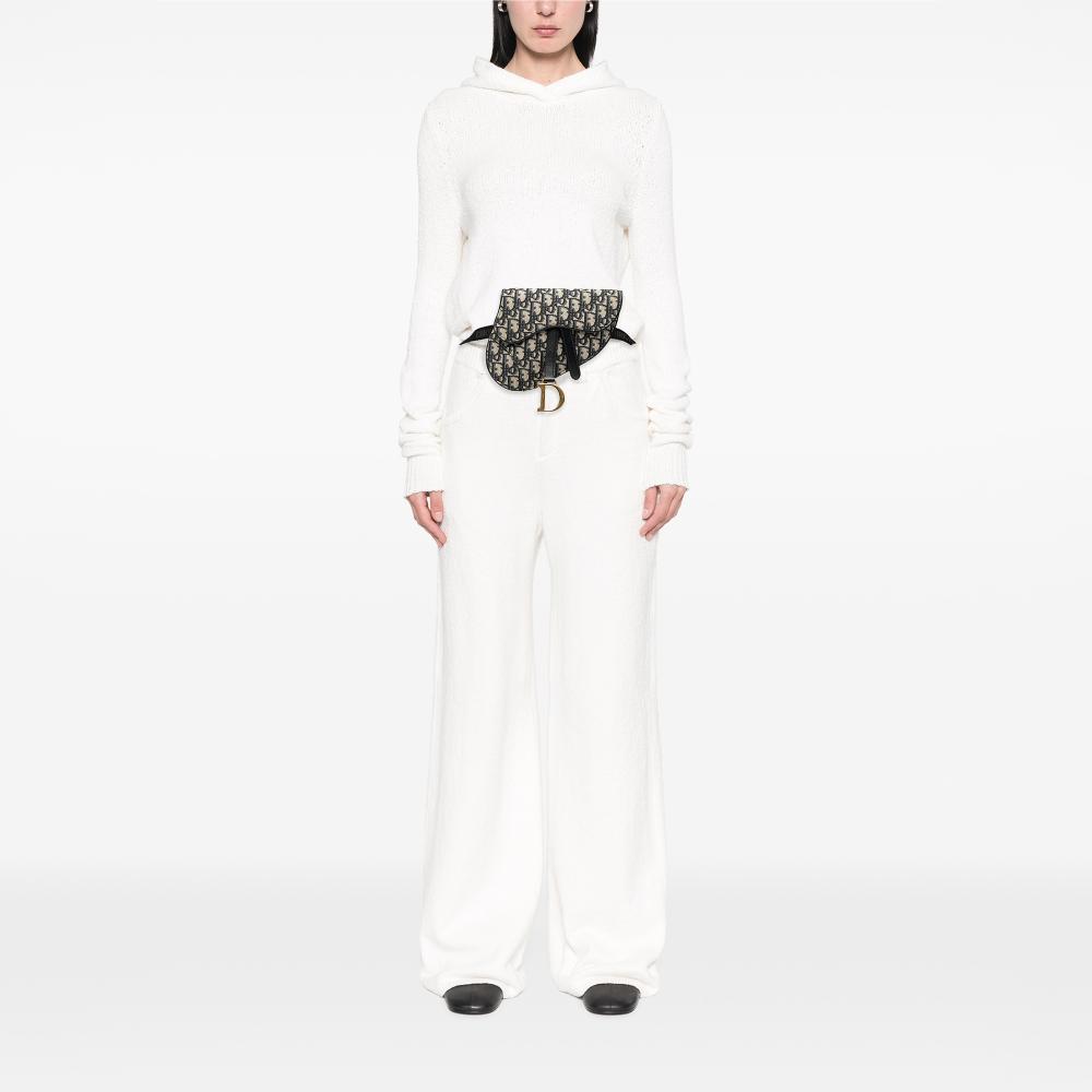 Christian Dior AB Dior Blue Canvas Fabric Oblique Saddle Belt Bag Italy