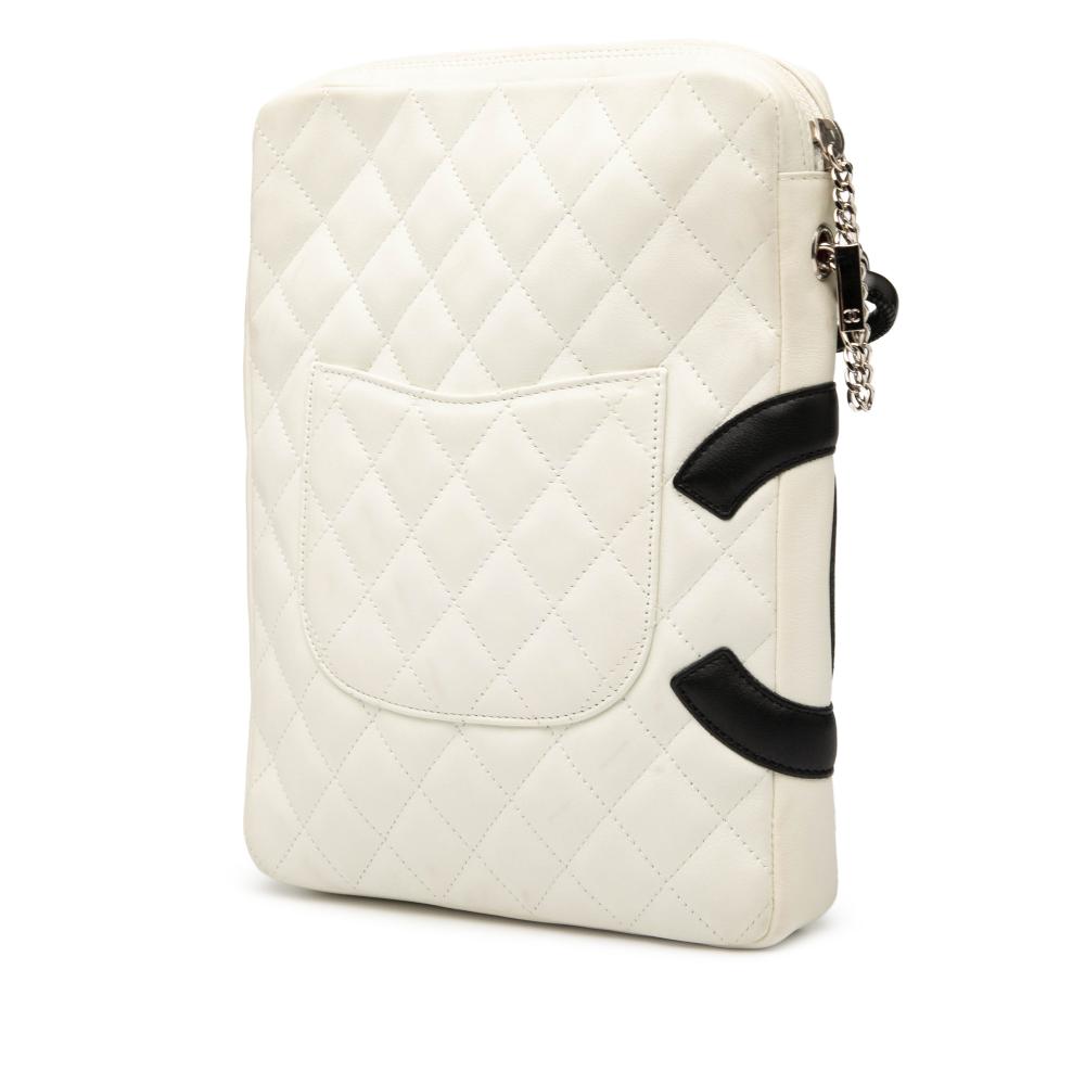 Chanel AB Chanel White with Black Lambskin Leather Leather Lambskin Cambon Ligne Crossbody Italy