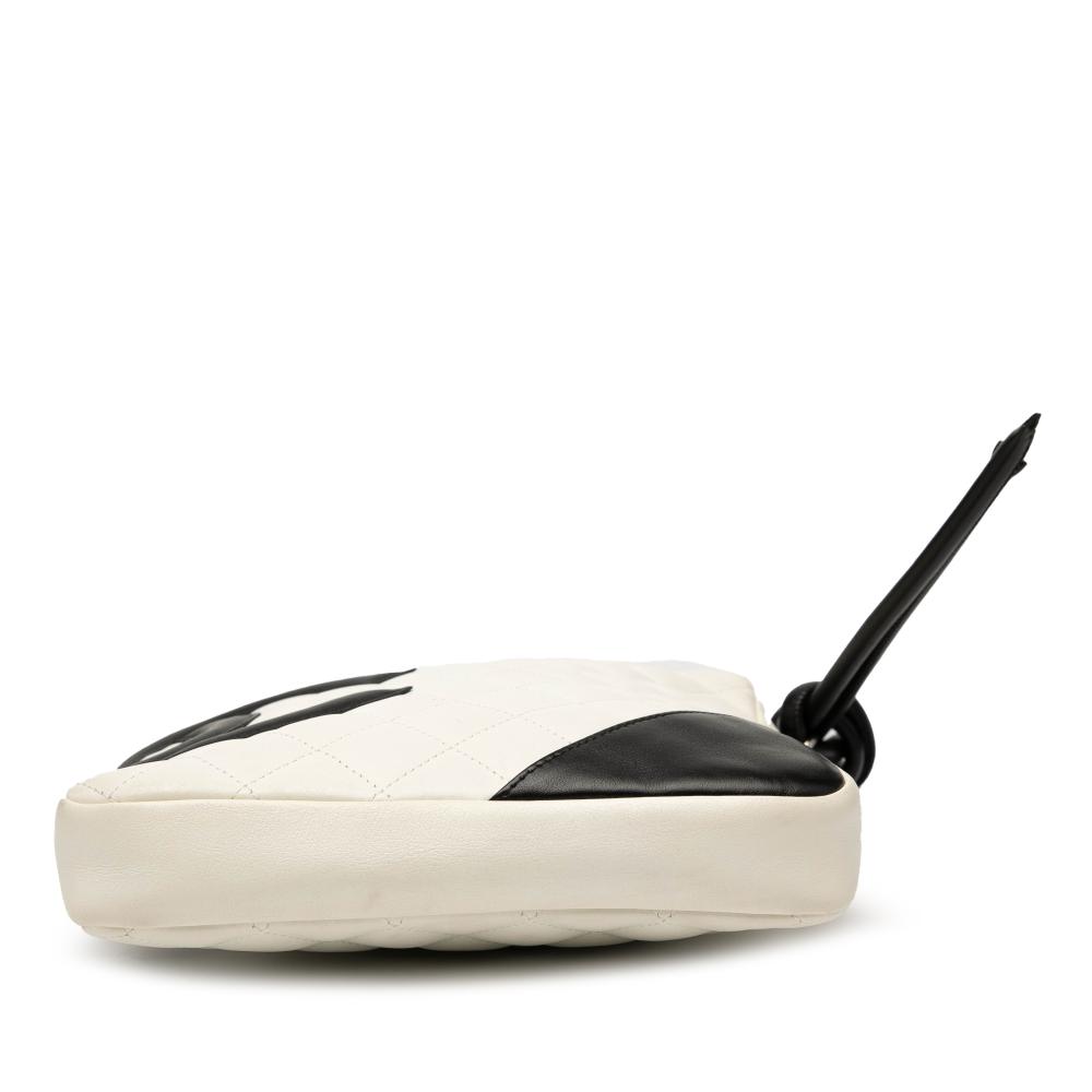 Chanel AB Chanel White with Black Lambskin Leather Leather Lambskin Cambon Ligne Crossbody Italy