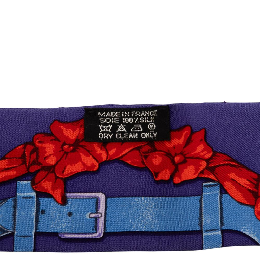 Hermès AB Hermès Blue Silk Fabric Grand Manege Twilly Scarf France