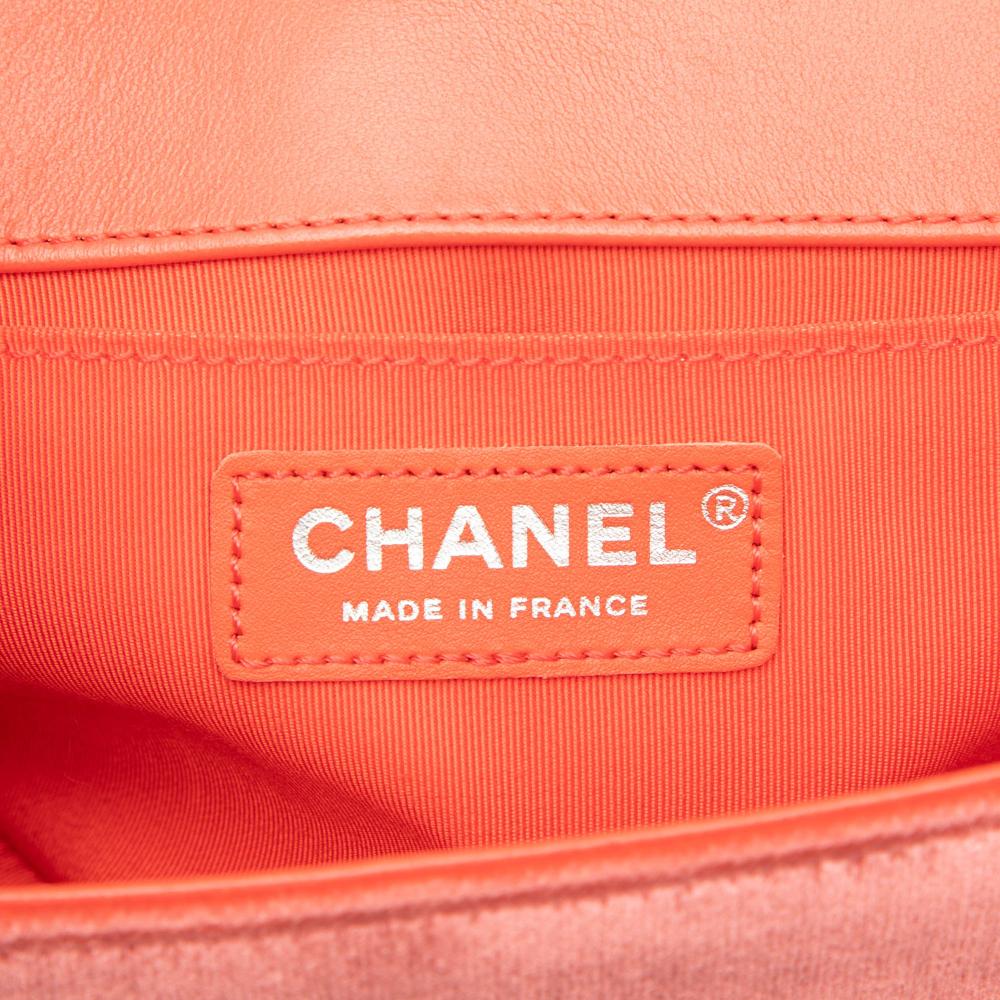 Chanel B Chanel Orange Dark Orange Velvet Fabric Old Medium Quilted Boy Flap France
