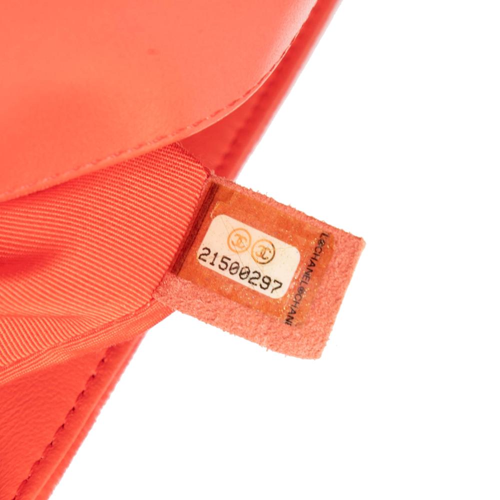 Chanel B Chanel Orange Dark Orange Velvet Fabric Old Medium Quilted Boy Flap France