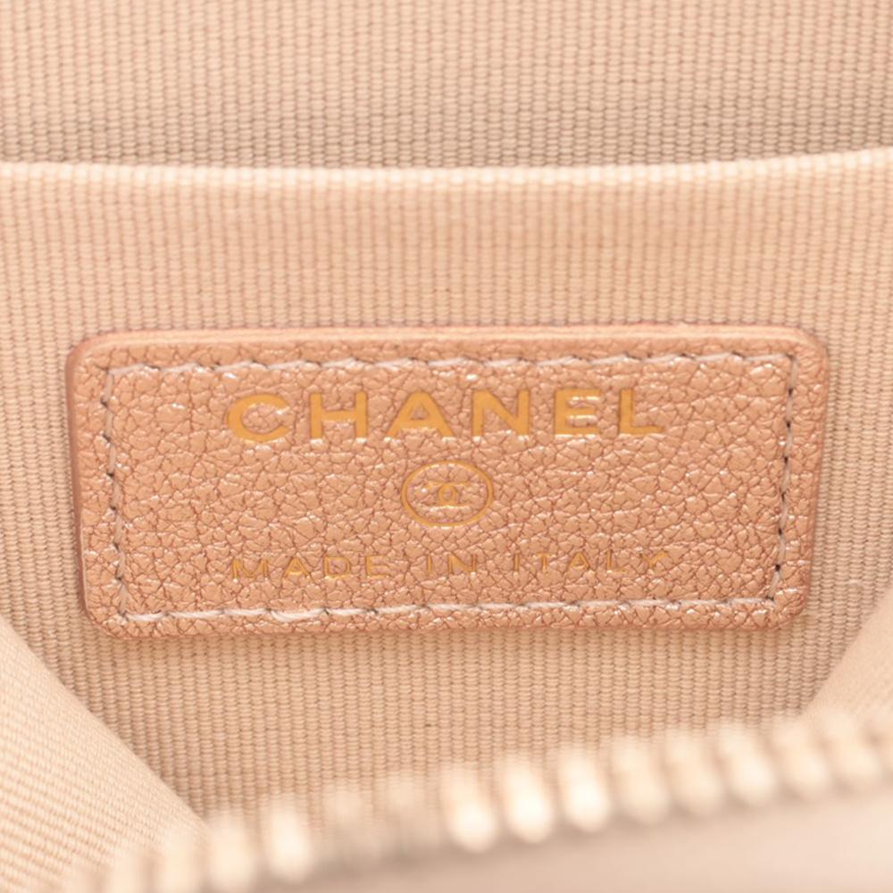 Chanel Pink CC Quilted Metallic Lambskin Coin Pouch and AirPods Pro Case Italy