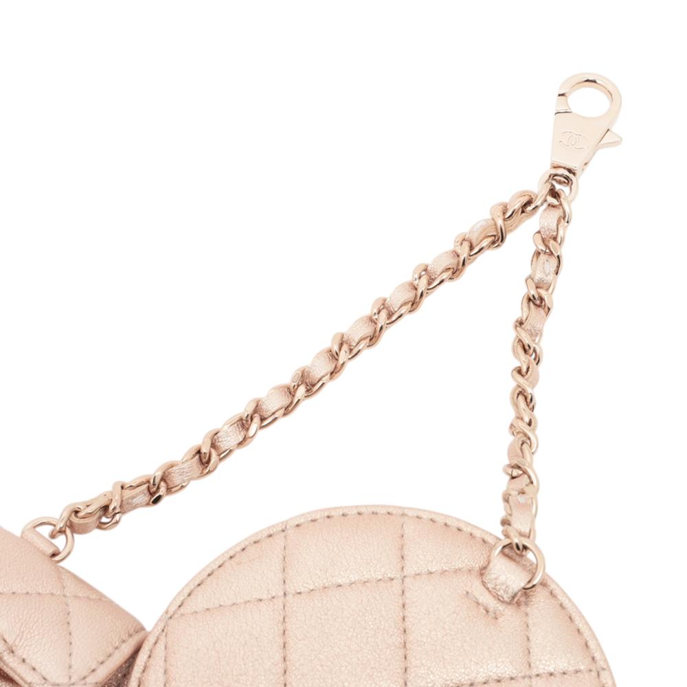 Chanel Pink CC Quilted Metallic Lambskin Coin Pouch and AirPods Pro Case Italy