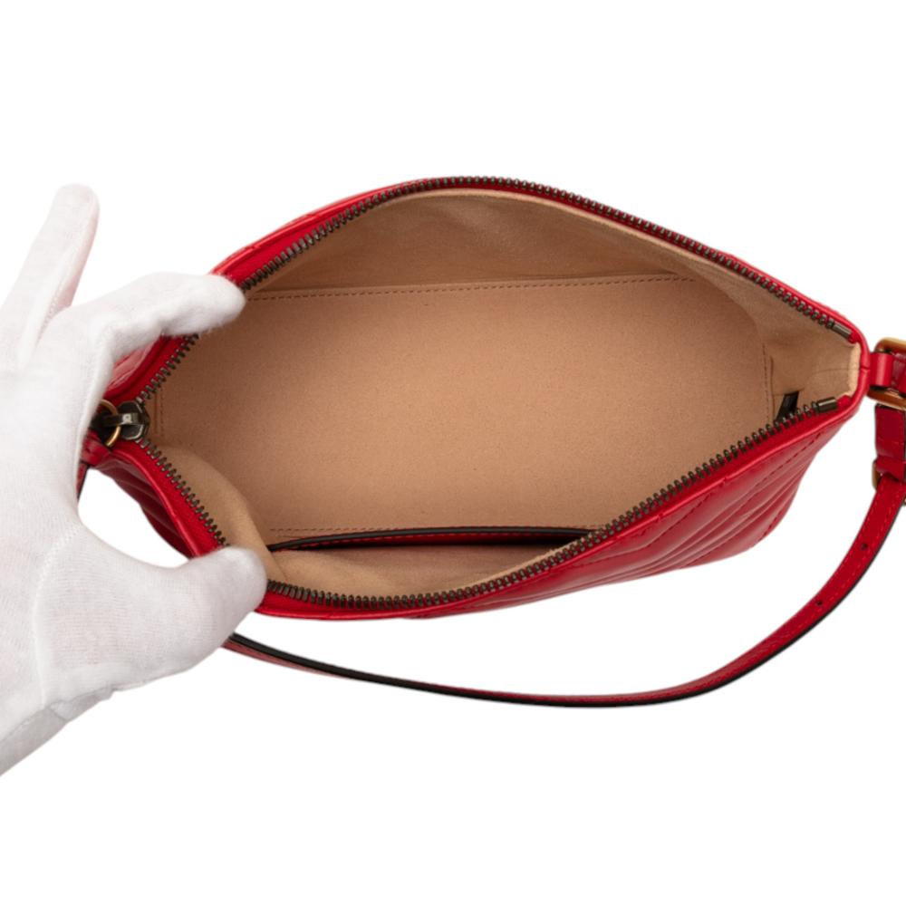 Gucci AB Gucci Red Calf Leather GG Marmont Matelasse Shoulder Bag Italy