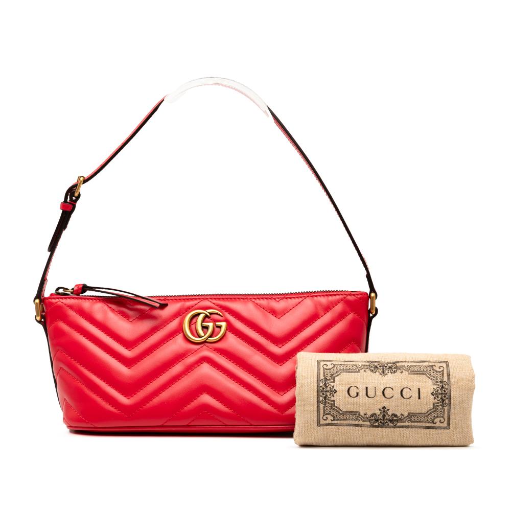 Gucci AB Gucci Red Calf Leather GG Marmont Matelasse Shoulder Bag Italy