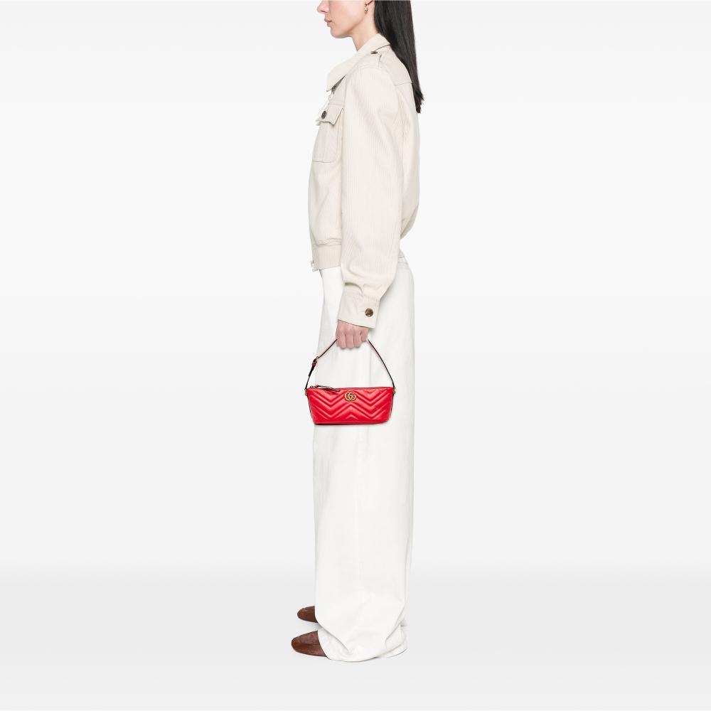 Gucci AB Gucci Red Calf Leather GG Marmont Matelasse Shoulder Bag Italy