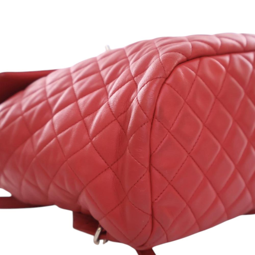 Chanel B Chanel Red Lambskin Leather Leather Medium Lambskin Urban Spirit Backpack Italy