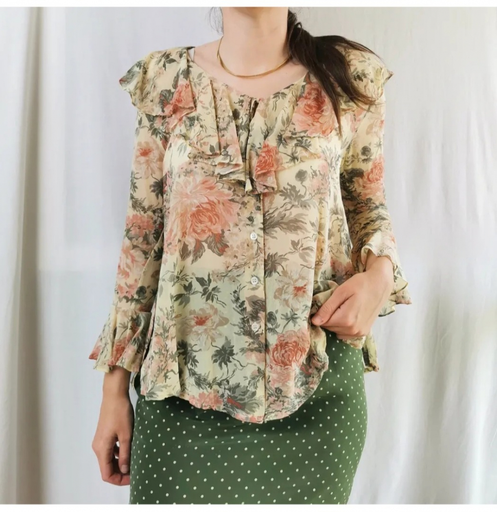 Laura Ashley Silk flower blouse