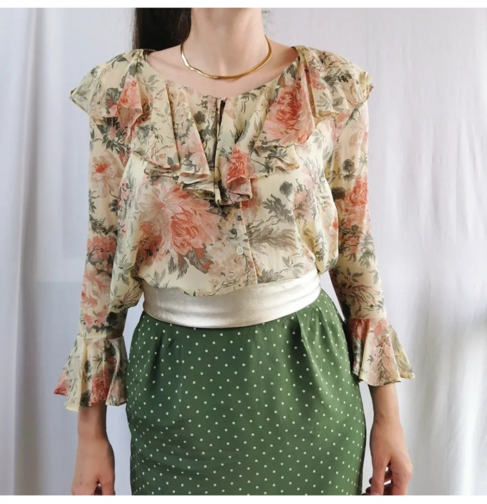 Laura Ashley Silk flower blouse