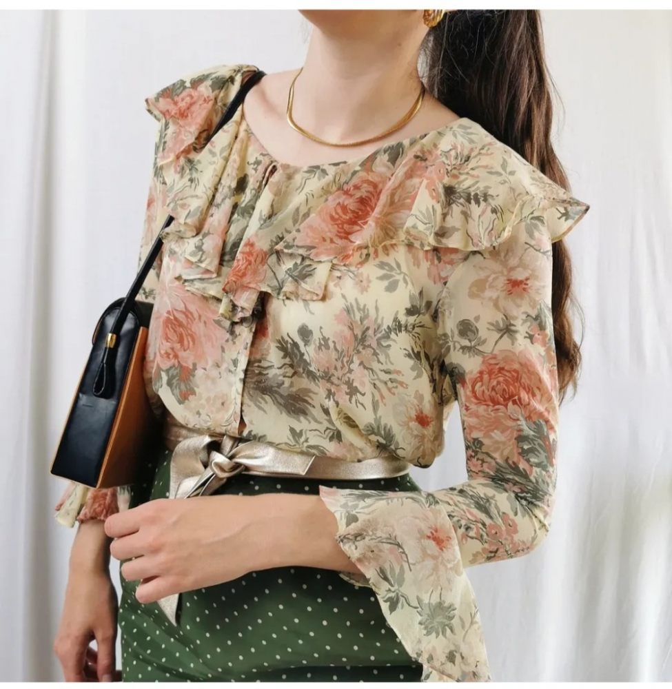 Laura Ashley Silk flower blouse