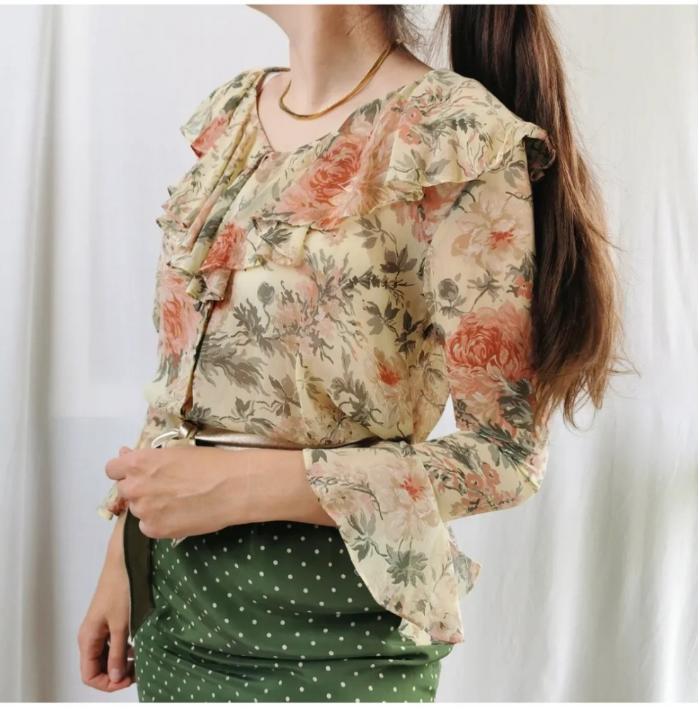 Laura Ashley Silk flower blouse