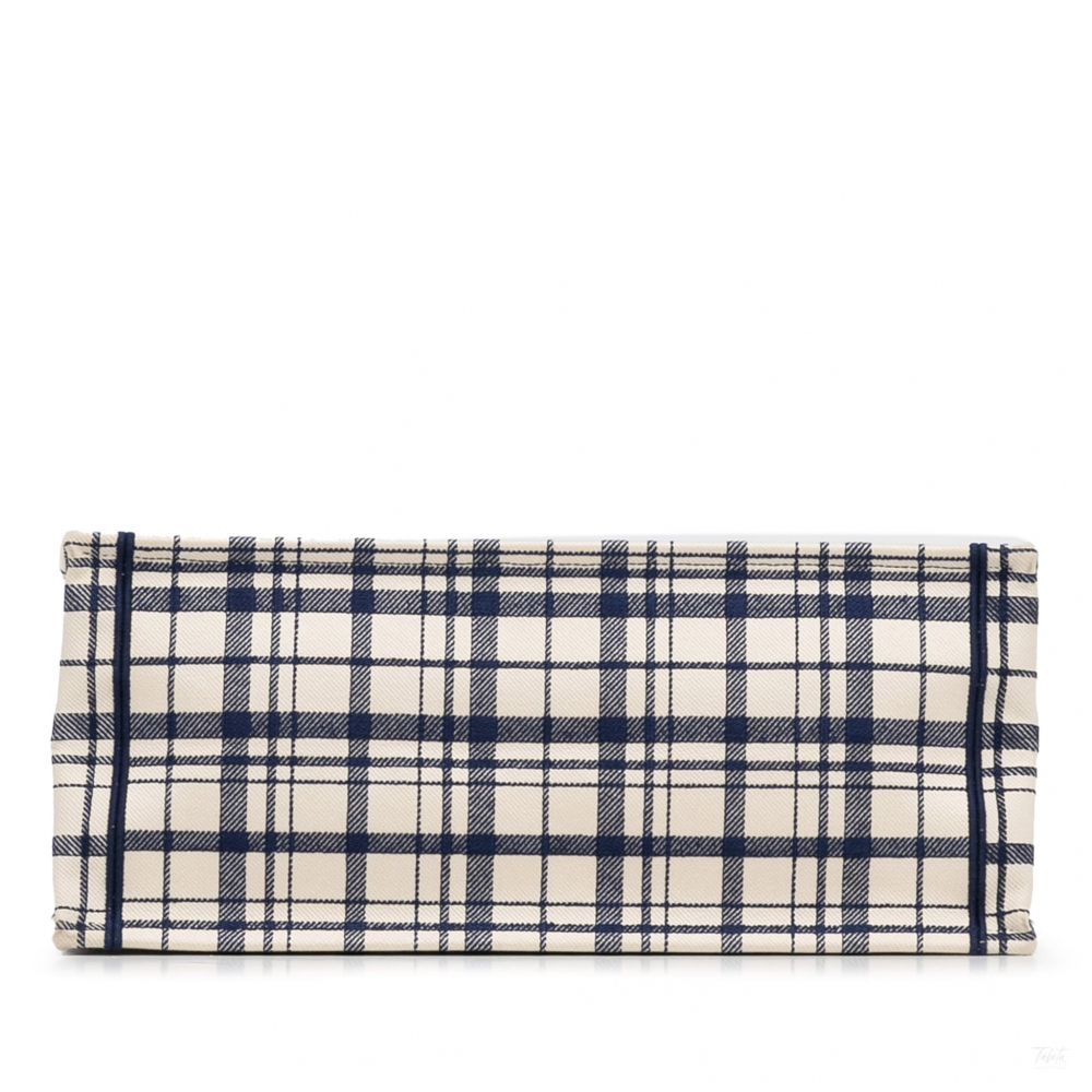 Christian Dior Book Tote Large Embroidery Canvas Handbag Blue