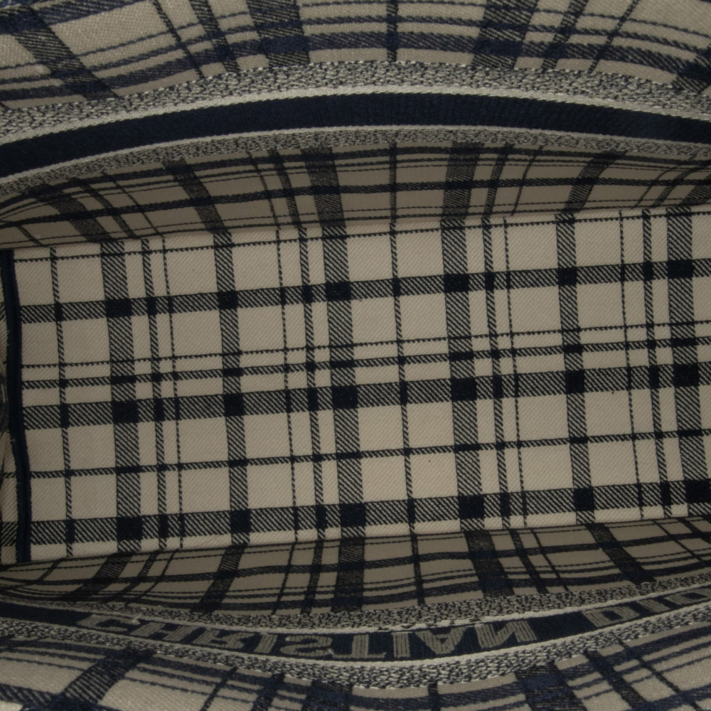 Christian Dior Book Tote Large Embroidery Canvas Handbag Blue