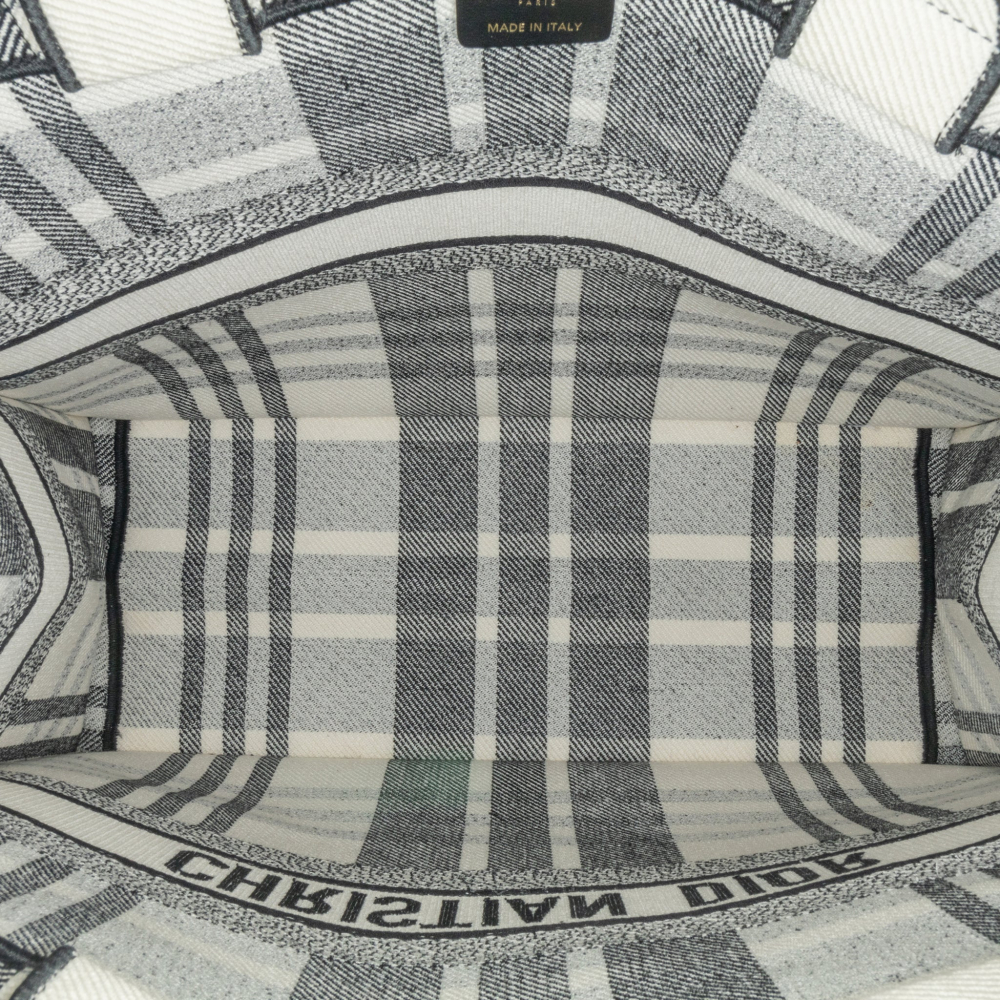 Christian Dior Book Tote Large Embroidery Canvas Handbag White