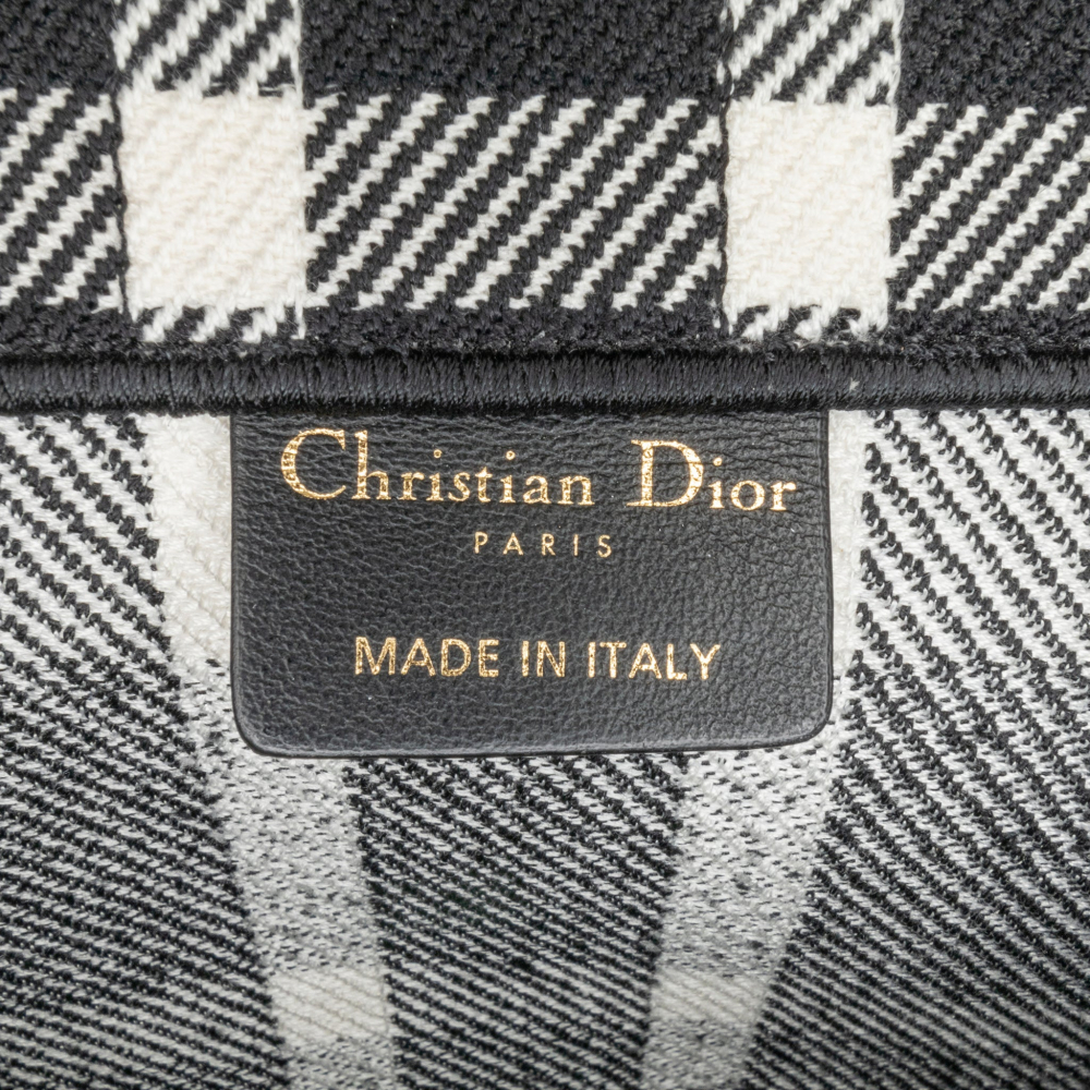 Christian Dior Book Tote Large Embroidery Canvas Handbag White