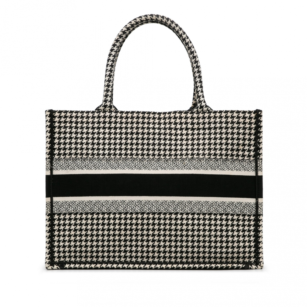Christian Dior Book Tote Medium Canvas Embroidery Handbag Black