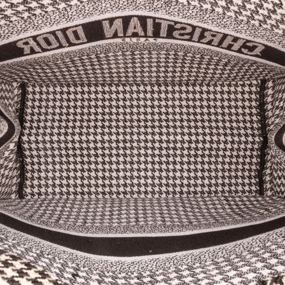 Christian Dior Book Tote Medium Canvas Embroidery Handbag Black