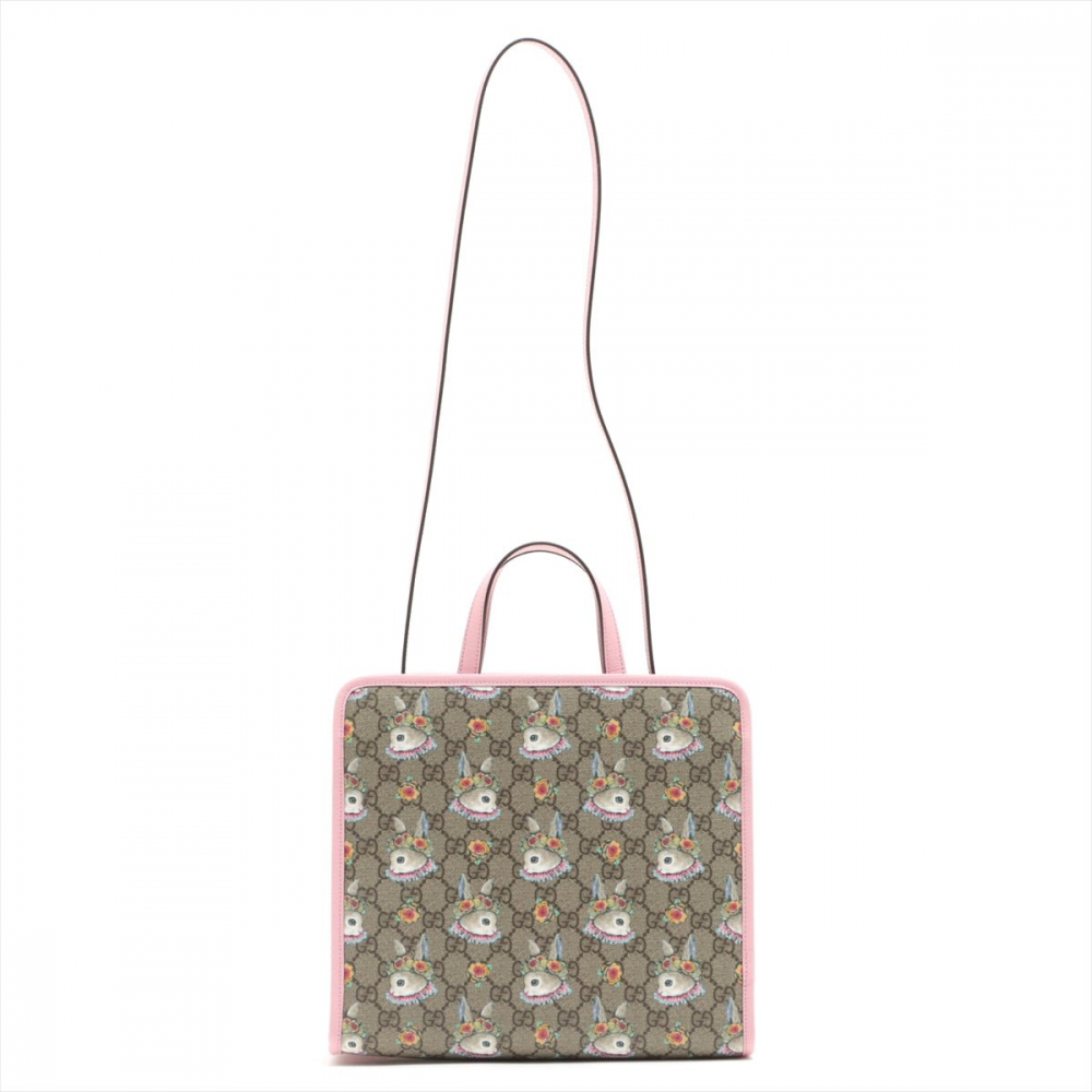 Gucci Children's GG Supreme Canvas Higuchi Yuko Pink Tote