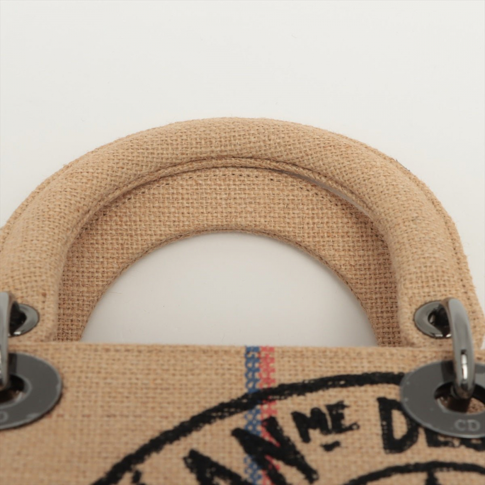 Christian Dior Lady Dior D-Lite Medium Embroidered Jute Dior-Union Beige Bag