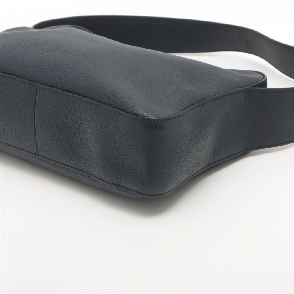 Prada Zipped Shoulder Bag Daino Leather Navy blue