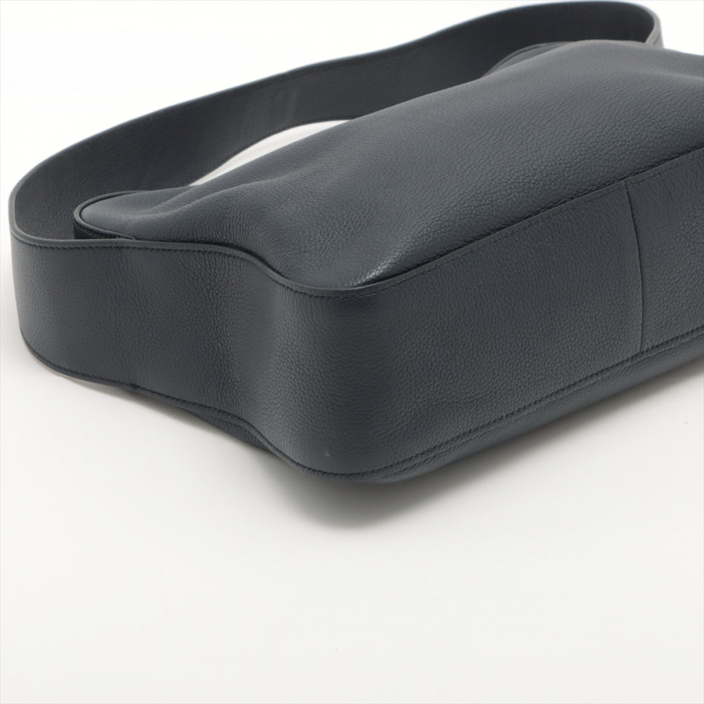 Prada Zipped Shoulder Bag Daino Leather Navy blue