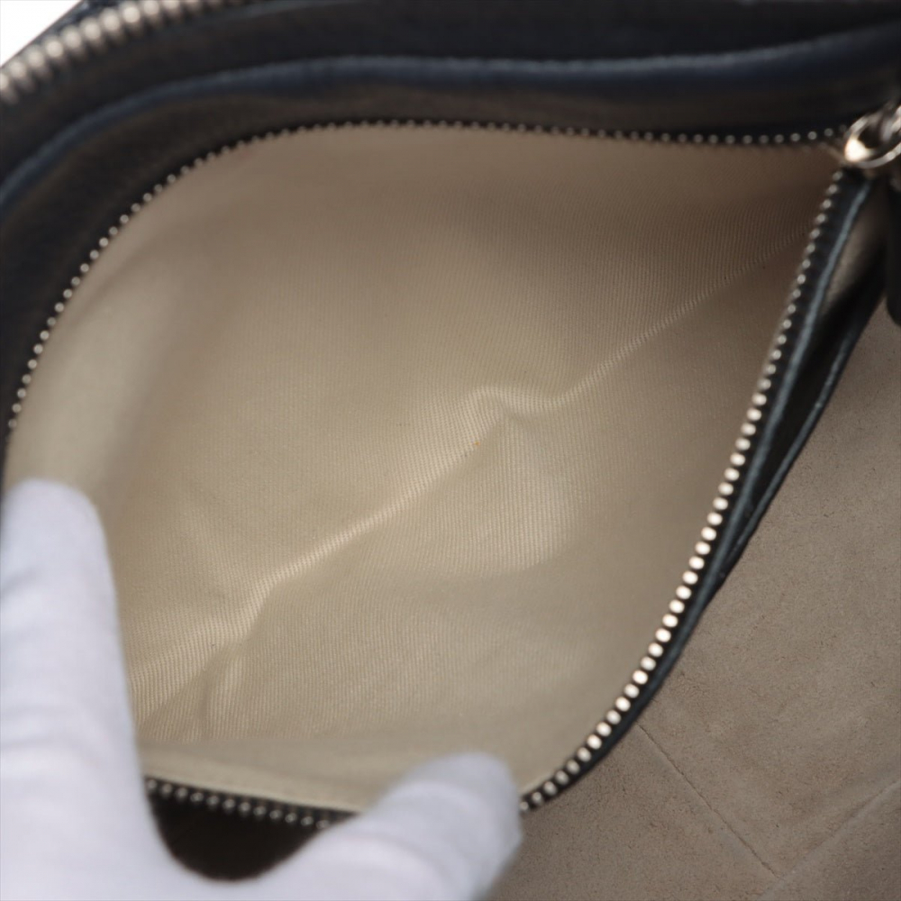 Prada Zipped Shoulder Bag Daino Leather Navy blue