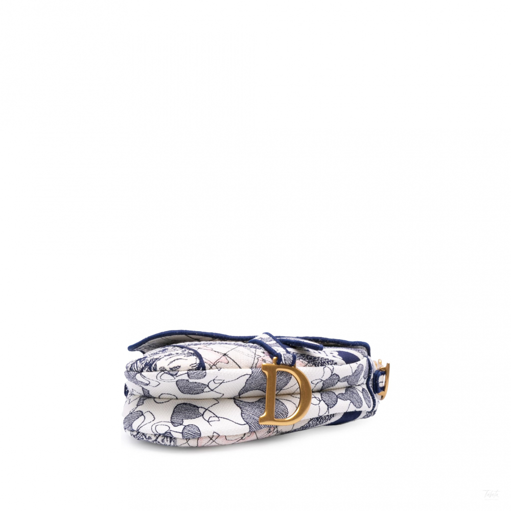 Christian Dior Saddle Canvas Saddle Handbag No Strap Blue