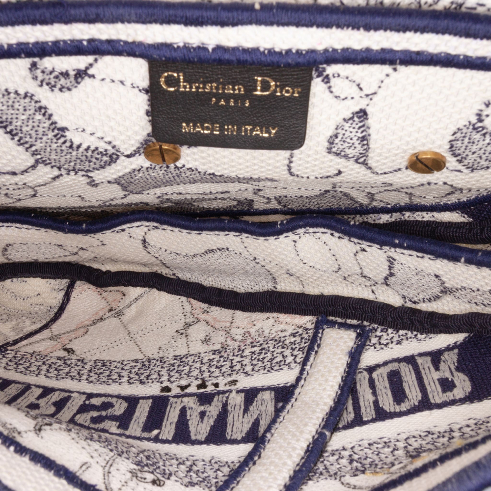 Christian Dior Saddle Canvas Saddle Handbag No Strap Blue