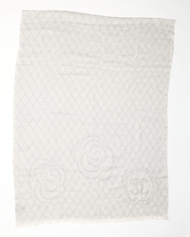 Chanel Camelia Cashmere Silk Scarf