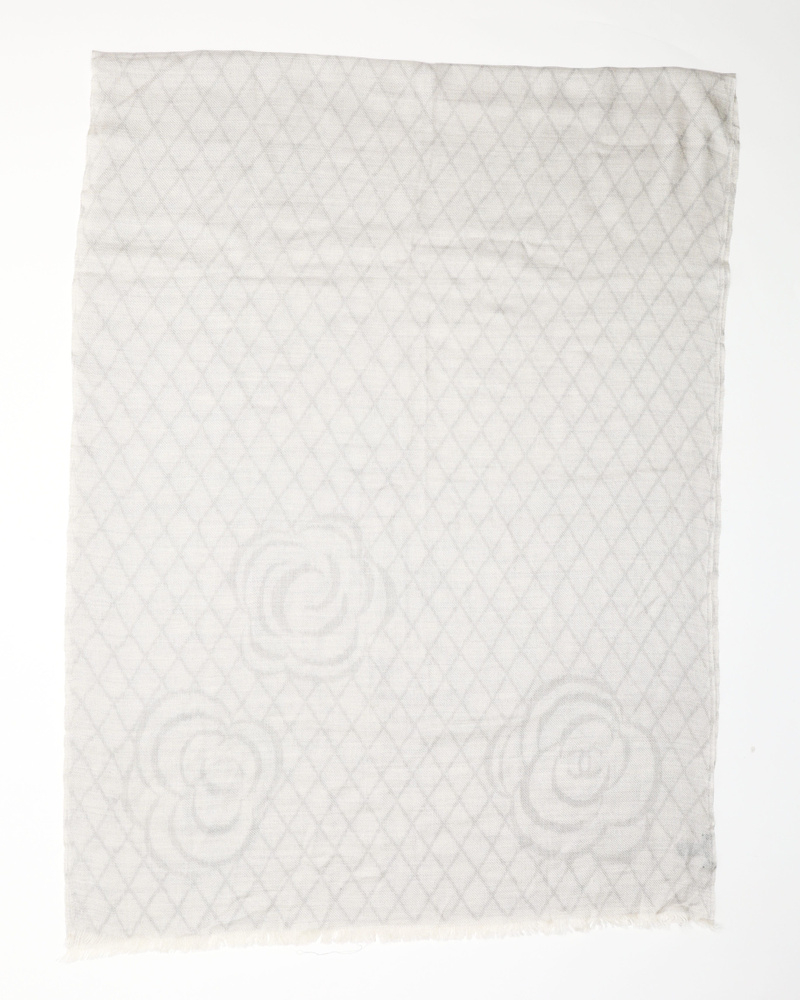 Chanel Camelia Cashmere Silk Scarf