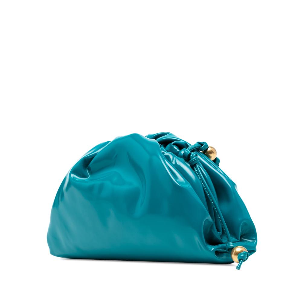 Bottega Veneta Blue Patent Beaded Strap The Mini Pouch Crossbody Italy