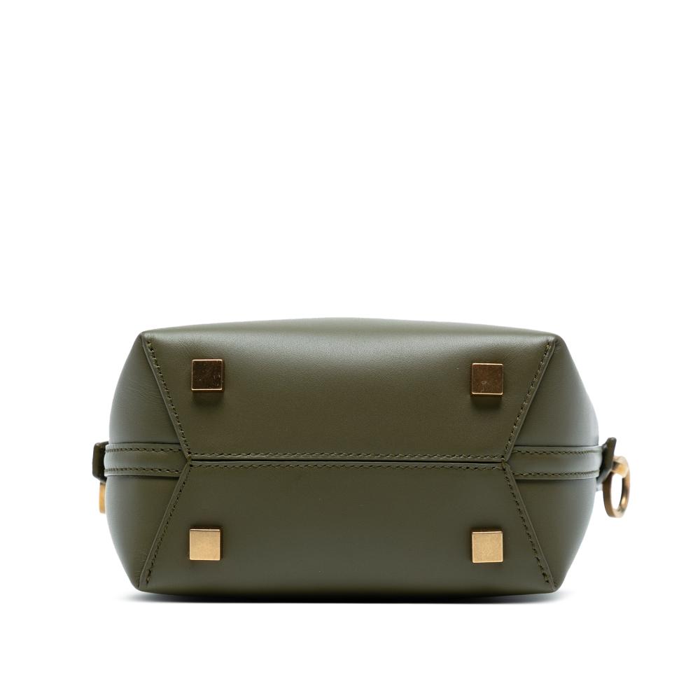 Saint Laurent AB Saint Laurent Green Olive Green Calf Leather Mini Shiny skin Le 37 Bucket Bag Italy