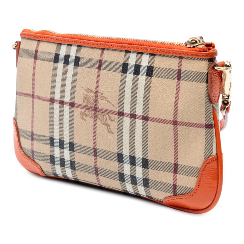 Burberry B Burberry Brown Beige with Orange Coated Canvas Fabric Haymarket Check Peyton Crossbody China