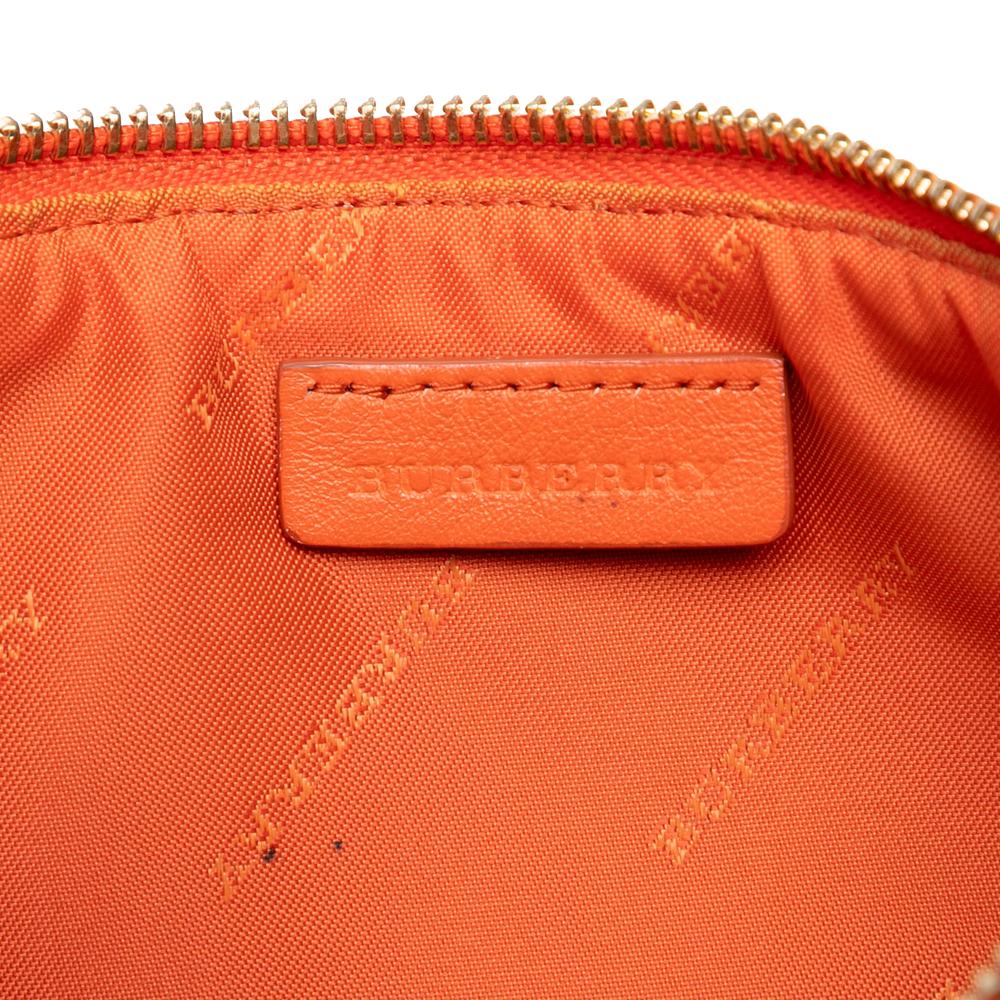 Burberry B Burberry Brown Beige with Orange Coated Canvas Fabric Haymarket Check Peyton Crossbody China